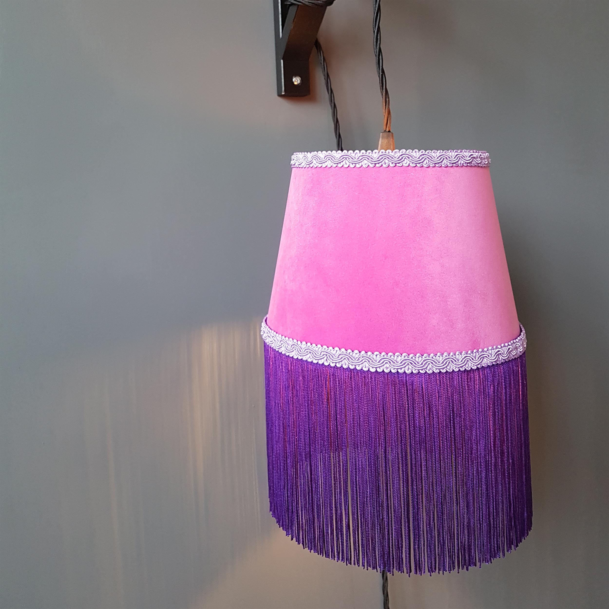 Lampshades & Lightshades Lampshade Bright Pink Velvet Brushed Copper