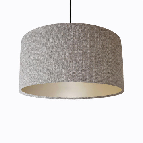 Candid Owl Feather Grey Linen Lampshade with Champagne Lining