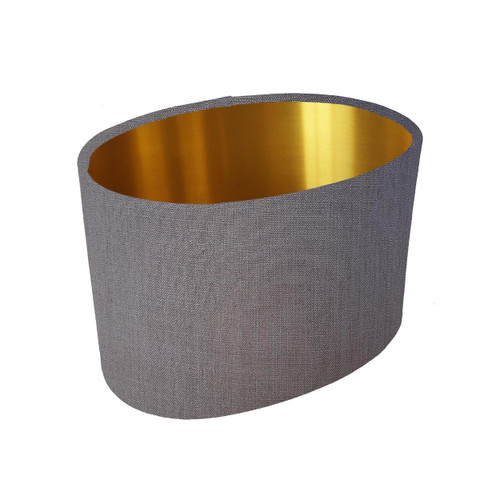 Candid Owl Grey Oval Lampshade in Linen with Gold Lining