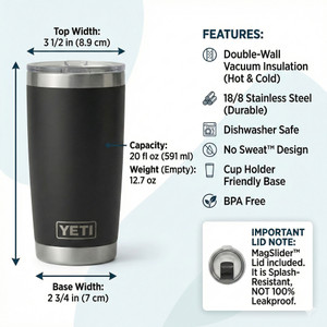 Custom Engraved YETI® 20oz Rambler Tumbler