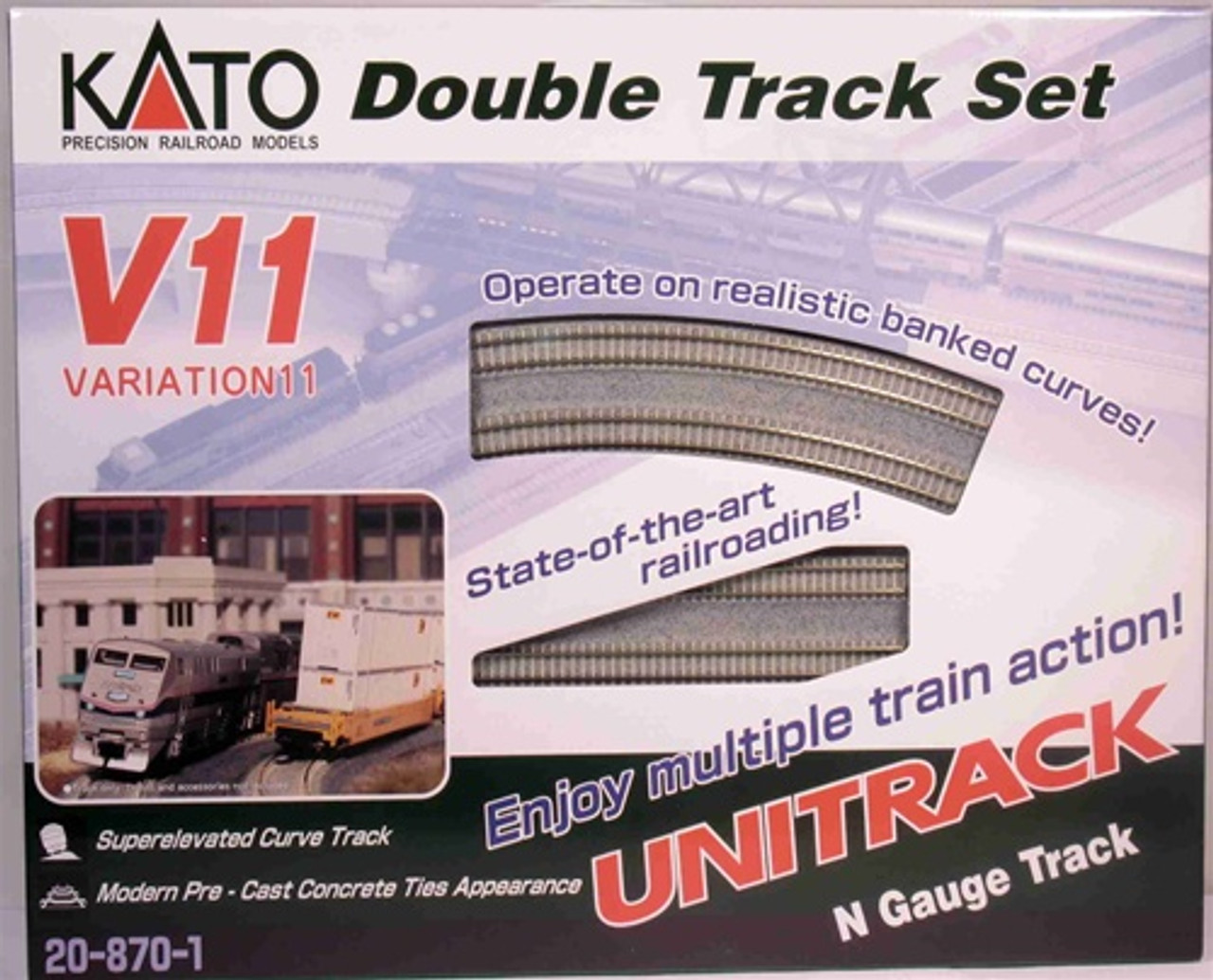 KATO N Gauge Unitrack Concrete Slab Double Track 186mm Straight 2 PC 20-014 for sale online 