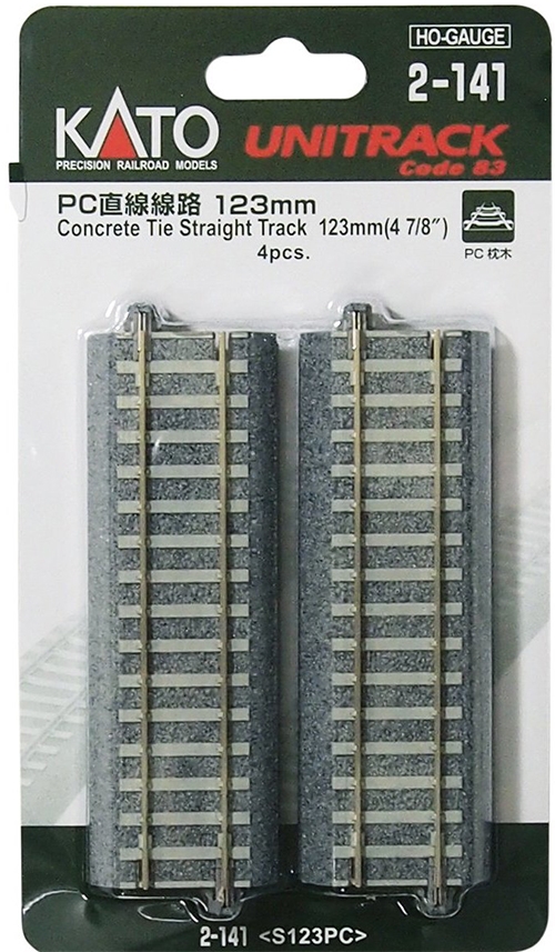 2-152 4 NEW Kato HO Scale Straight Track Unitrack w/ Concrete Ties Set 