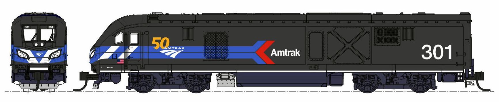 (再出品) kato amtrak ALC- 42 50周年塗装 Day One 17-736-K ALC-42 Charger Amtrak Day One #301 50th Anniversary