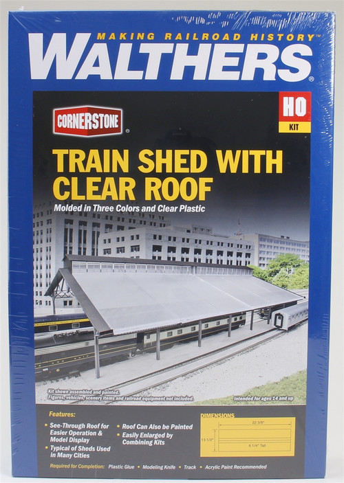 Walthers Cornerstone HO 933-2984 Train Shed with Clear Roof Kit