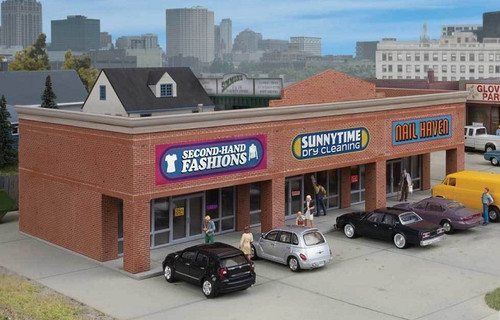 Walthers Cornerstone HO 933-4115 Modern Shopping Center, Strip Mall Design Kit - ModelTrainStuff