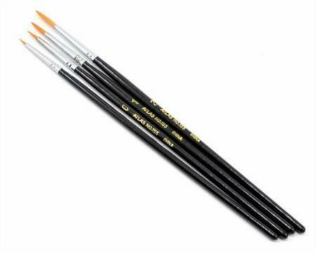 Atlas Brush Co. 155 Golden Taklon Detail Brush Set (4) ModelTrainStuff