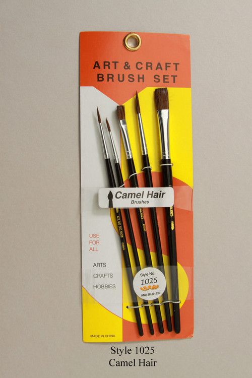 Atlas Brush Co. 1025 Camel Hair Brush Set, Round and Flat (5) ModelTrainStuff