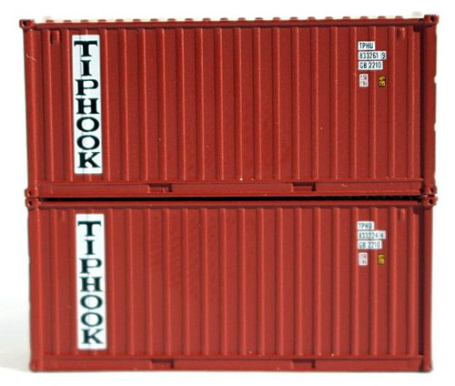 Jacksonville Terminal Company N 205302 20' Standard Height Containers with Magnetic System and Corrugated Sides, TIPHOOK ModelTrainStuff
