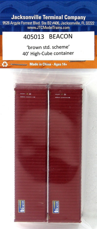 Jacksonville Terminal Company N 405013 40' High Cube Containers with Magnetic System, Beacon Leasing (2) ModelTrainStuff