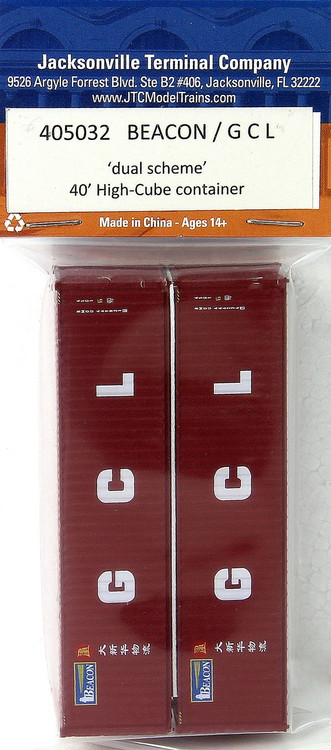Jacksonville Terminal Company N 405032 40' High Cube Containers with Magnetic System, Beacon/GCL (2) ModelTrainStuff