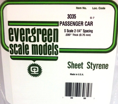 Evergreen Scale Models S 3035 Passenger Car Siding, 2-1/4" Spacing (d) ModelTrainStuff