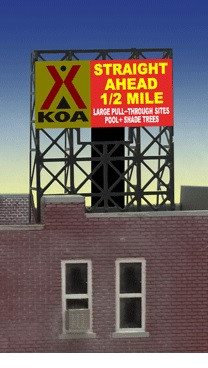 Miller Engineering N/Z 33-9090 KOA Billboard, Animated Neon Style Sign Kit ModelTrainStuff