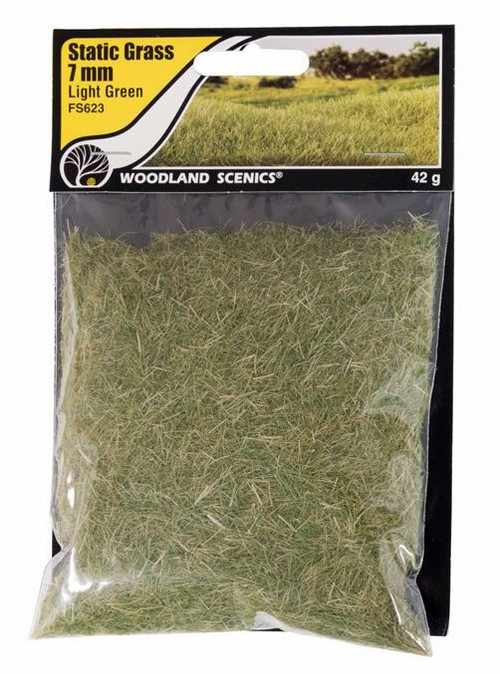 Woodland Scenics FS623 Static Grass, Light Green (7mm) ModelTrainStuff