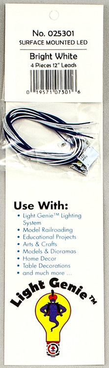 MRC 025301 Light Genie Surface Mounted LED, Bright White with 12" Lead (4) ModelTrainStuff