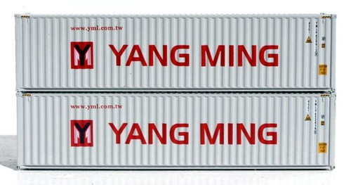 Jacksonville Terminal Company N 405039 40' High Cube Containers with Magnetic System and Corrugated Sides, Yang Ming (2) ModelTrainStuff