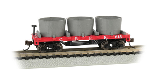 Bachmann N 15552 Old-Time Wood Tank Car with 3 Tanks, Central Pacific #213 ModelTrainStuff