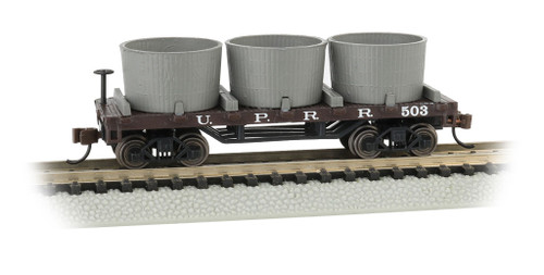 Bachmann N 15553 Old-Time Wood Tank Car with 3 Tanks, Union Pacific #503 ModelTrainStuff