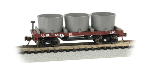 Bachmann N 15554 Old-Time Wood Tank Car with 3 Tanks, US Military Railroad #110 ModelTrainStuff