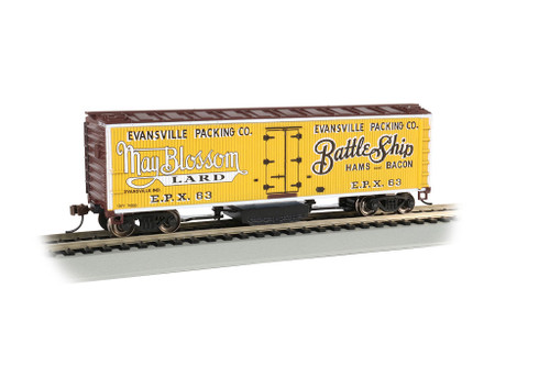 Bachmann HO 16332 Track Cleaning 40' Wood Reefer with Removable Dry Pad, Evansville Packing Co. #63 ModelTrainStuff