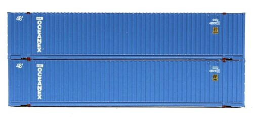 Jacksonville Terminal Company N 485013 48' HC 3-42-3 Corrugated Containers with Magnetic System, Oceanex (2-Pack) ModelTrainStuff