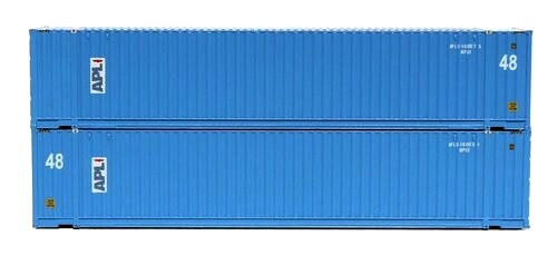 Jacksonville Terminal Company N 485015 48' HC 3-42-3 Corrugated Containers with Magnetic System, APL (2-Pack) ModelTrainStuff