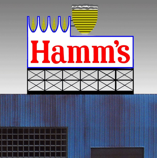 Miller Engineering HO/N 44-3452 Small Hamm's Billboard, Animated Neon Style Sign Kit ModelTrainStuff