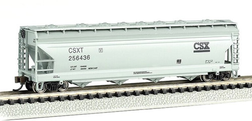 Bachmann Silver Series N 17557 ACF 56' 4-Bay Center-Flow Covered Hopper, CSX #256436 ModelTrainStuff