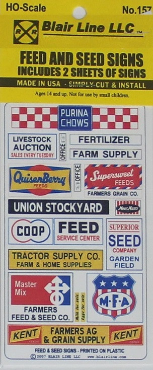 Blair Line HO 157 Feed and Seed Signs ModelTrainStuff