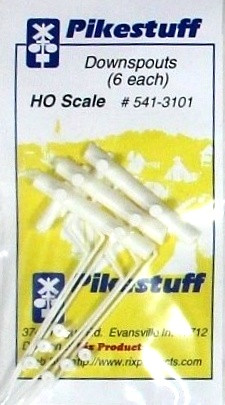 Pikestuff HO 541-3101 Downspouts (6) ModelTrainStuff