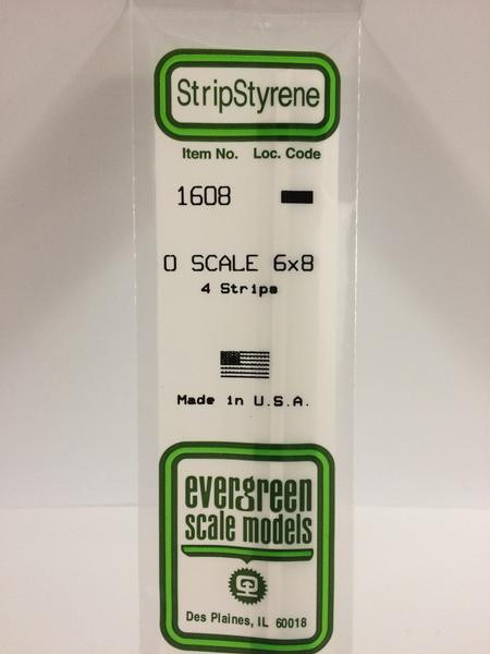 Evergreen Scale Models 1608 .125" X .166" Opaque White Polystyrene Strips (4) ModelTrainStuff