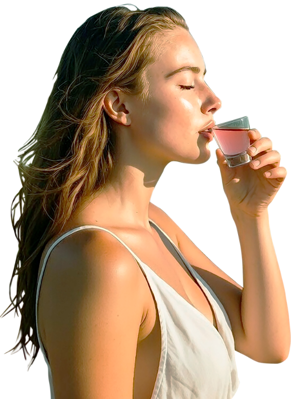 Persona degustando mezcal Jarabe de Rosas