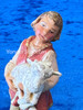 Hand-painted Fontanini Zane shepherd with goat polymer figure made in Italy
