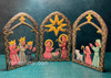 Hand-painted Haitian metal nativity triptych with Holy Family, Three Kings, shepherds and Star of Bethlehem