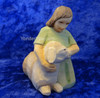 Girl with Sheep - Huggler Nativity Woodcarving