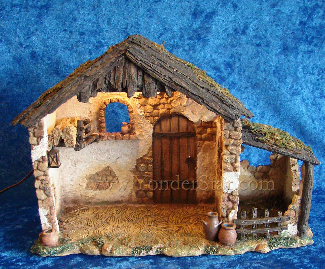 Fontanini Lighted Stable for 5" Nativity Figures 50567 Yonder Star