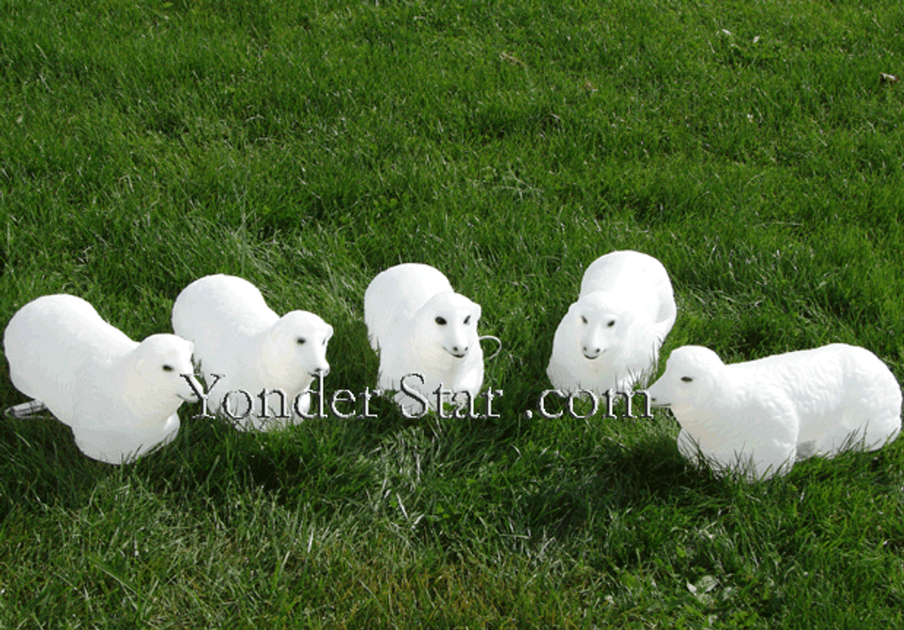 Lighted White Outdoor Nativity Flock Of Sheep Not Curly Available