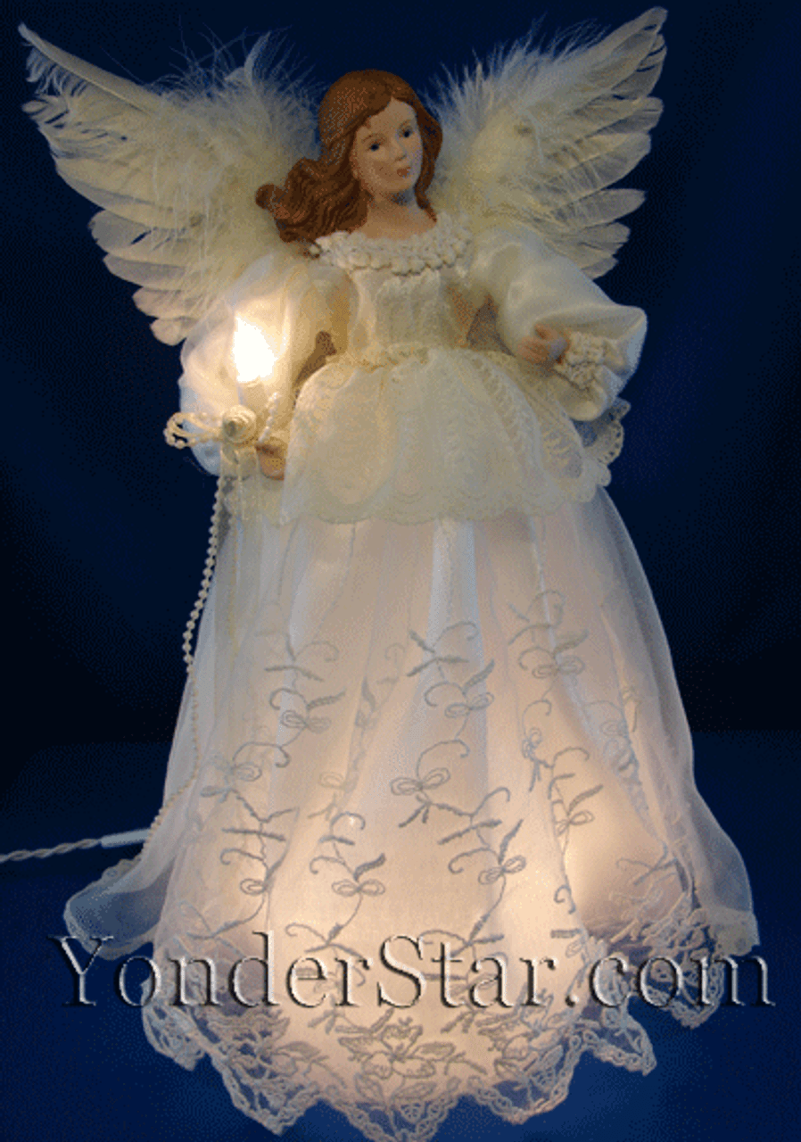 14 5 Lighted Angel Tree Tooper In Ivory 10 L Yonder Star