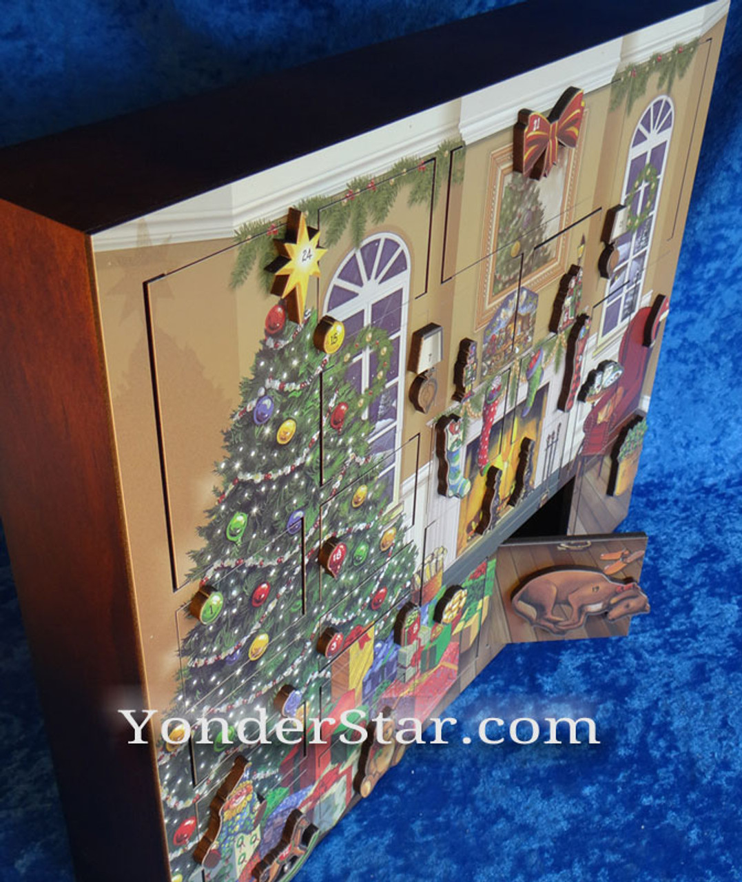 Wooden Advent Calendar Christmas Morning Fireside