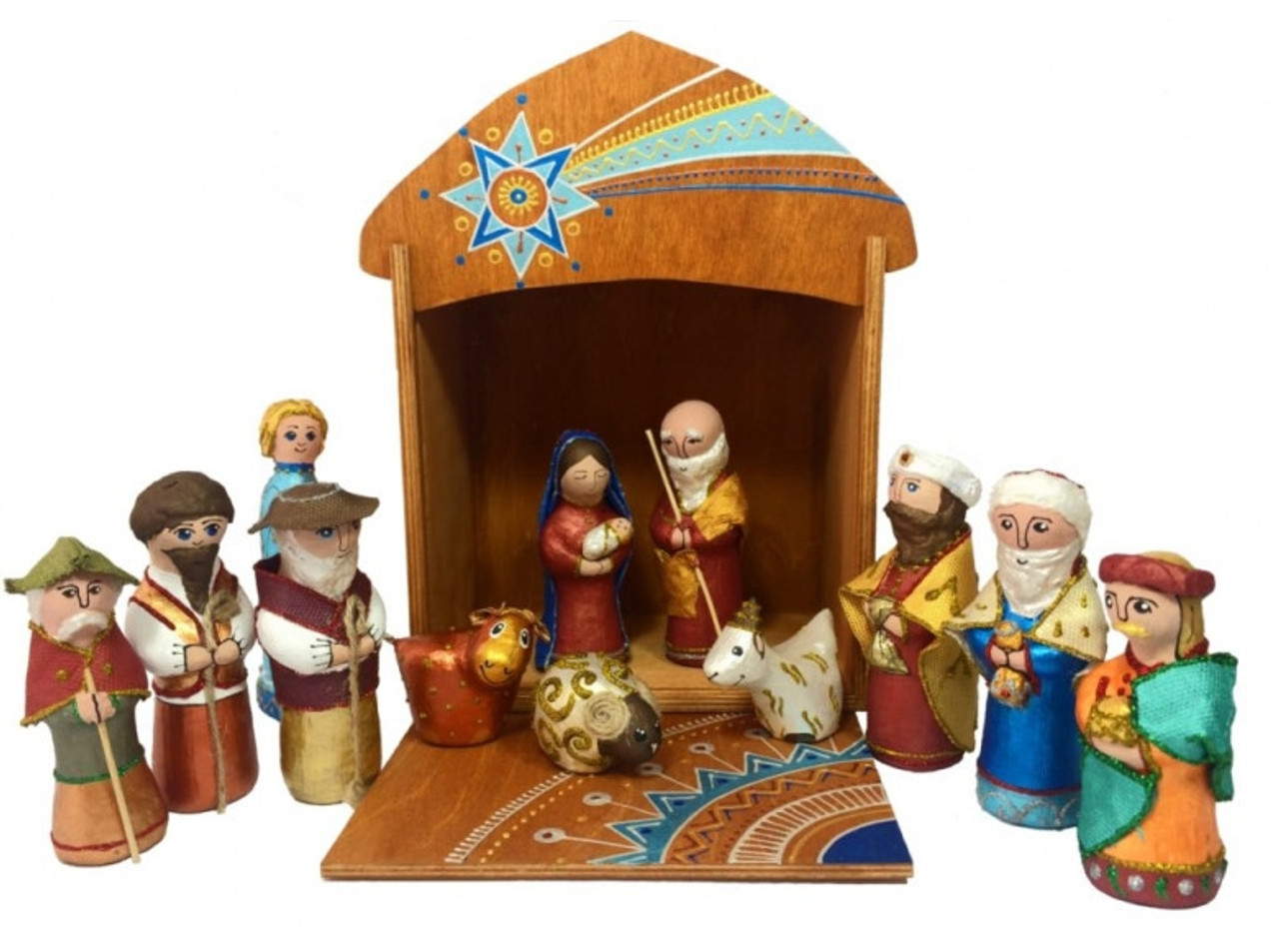 Ukrainian Vertep Nativity Scene - carved and painted