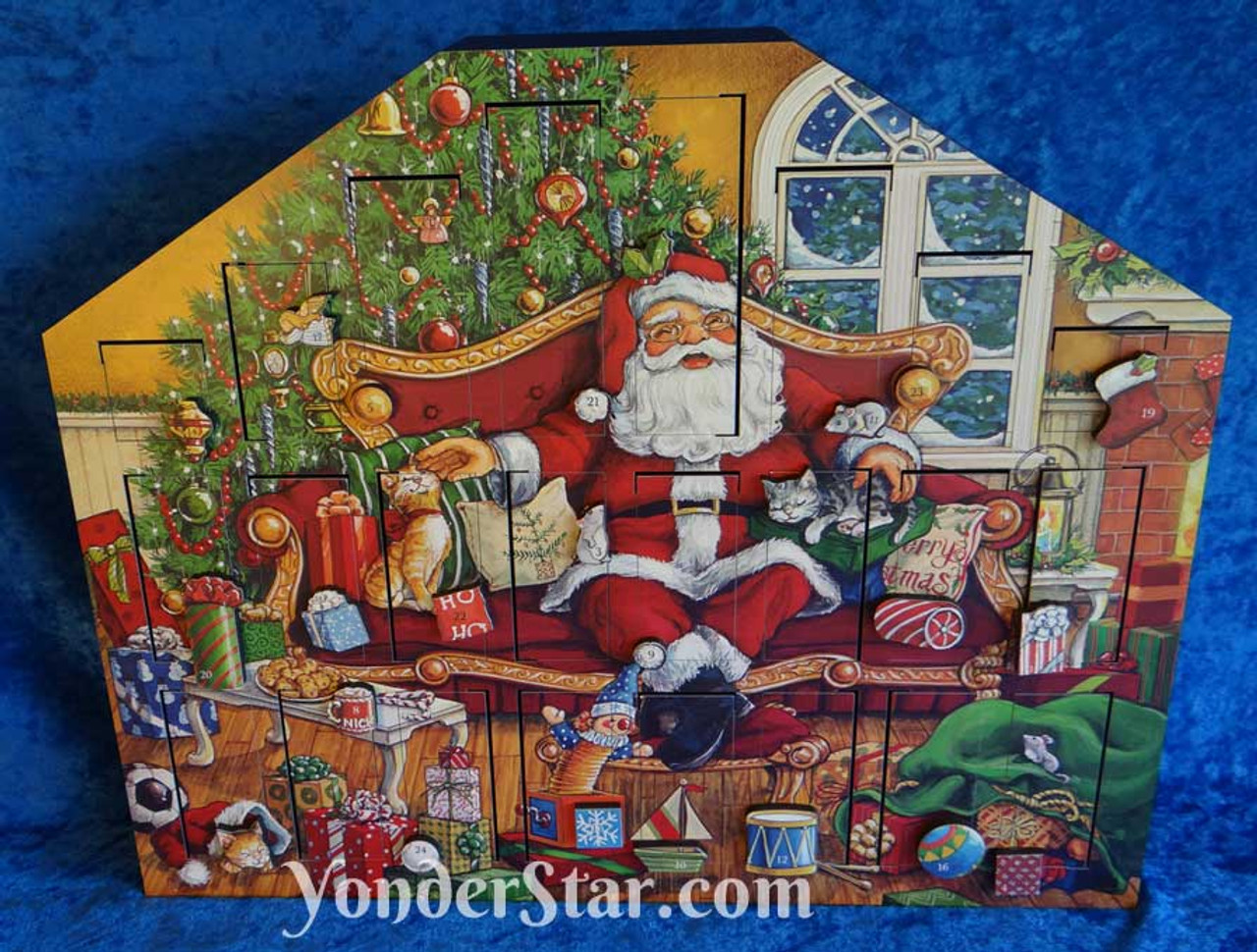 Christmas Kittens and Santa Heirloom Wooden Advent Calendar Yonder Star  Christmas Shop LLC