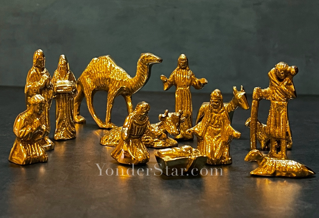 Brass Nativity Scene from India Yonder Star Christmas Shop LLC