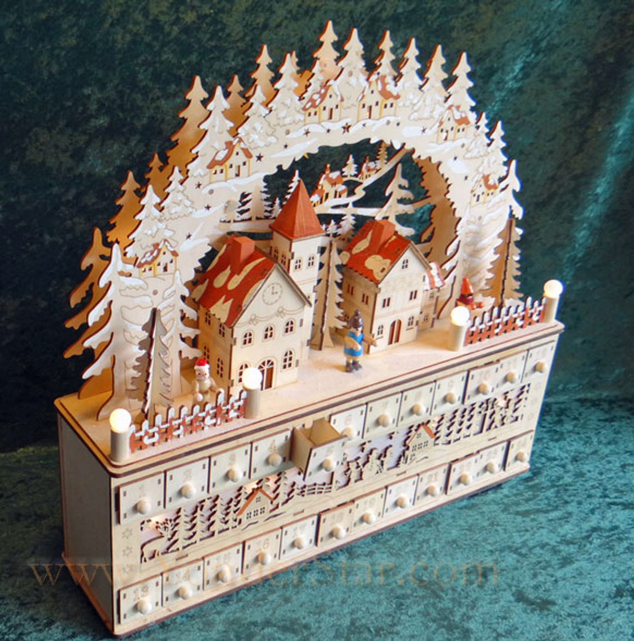 Lighted Wooden Advent Calendar Winter Wonderland - Yonder Star