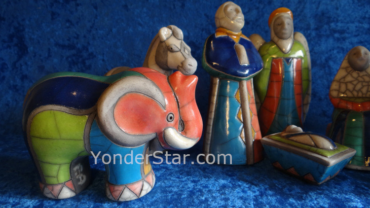 Raku Pottery Nativity Scene from South Africa Yonder Star Christmas