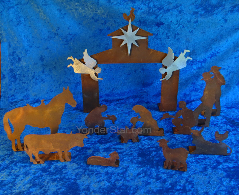 Western Nativity Scene Made in Texas Yonder Star Christmas Shop LLC