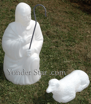 Lighted White Outdoor Nativity Shepherd w Sheep
