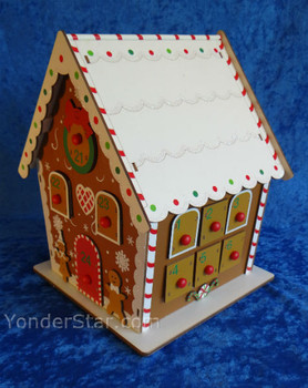 Wooden Advent Calendar Gingerbread House 