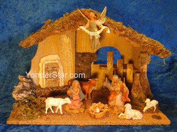 5" Scale Fontanini Nativity Scene 9 pc with 11.75" Wood Stable 54431