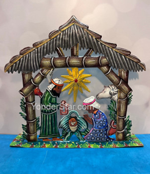 Colorful Standing Nativity Manger Scene from Haiti 