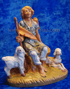 Peter - 5" Fontanini Nativity Shepherd Boy with Sheep 54049