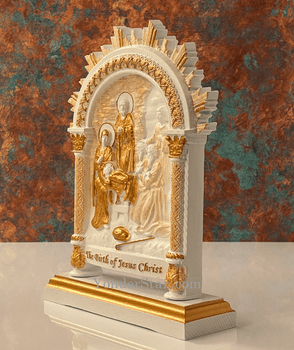Eastern European Icon Art Nativity Handmade in Ukraine - White